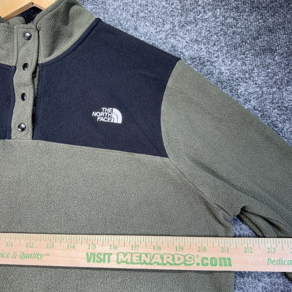 The North Face TKA Glacier Fleece Pullover Womens L Green Black Snap Neck Jacket